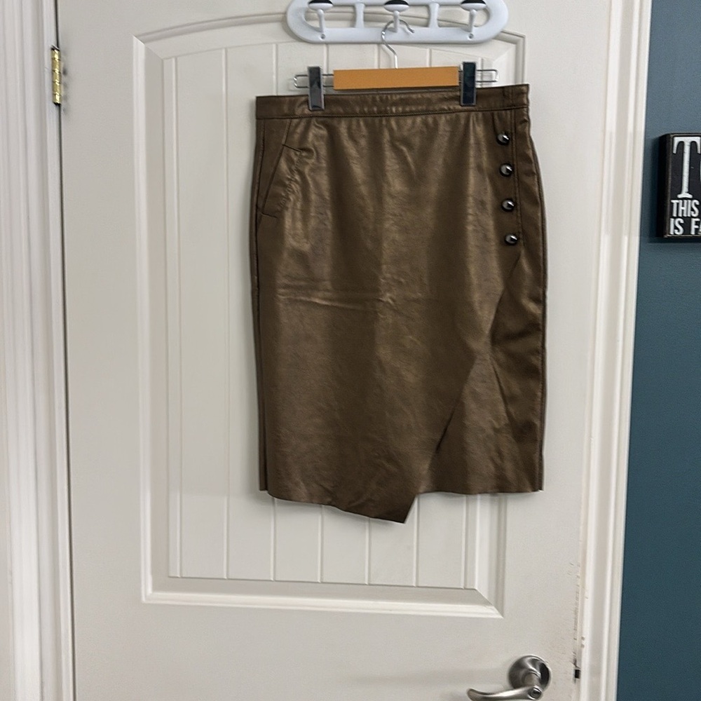 ESQUALO Bronze Vegan Leather Skirt